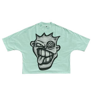 Camisetas casuales de algodón pesado de 300 GSM para hombre, con gráficos vintage, corte holgado, efecto desgastado por el sol, lavado ácido, ajuste slim, estampadas, al por mayor - Product Image 2