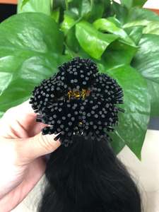 20 pouces I Tip Extensions de cheveux humains Meilleure qualité Couleur noire naturelle Vague droite douce Double trame Cheveux vierges bruts alignés 100% - Product Image 4