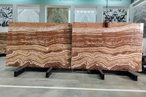 Losas de Ónix Tigre con Diseño de Madera Roja <span class=keywords><strong>y</strong></span> Marrón para Revestimiento de Paredes de TV, Chimeneas <span class=keywords><strong>y</strong></span> Escaleras - Product Image 2