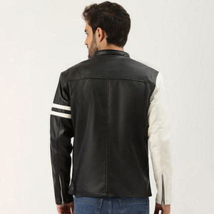 Vente en gros Dernière conception Veste d'hiver coupe ajustée pour hommes en cuir PU noir avec col montant et doublure matelassée - Product Image 2