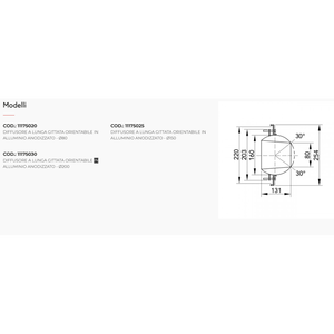 Difusor y Rejilla de Aire Acondicionado de Techo Redondo de Aluminio Anodizado Ajustable de Largo Alcance Tecnosystemi Moderno - Product Image 3