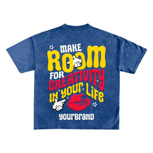 Logo personnalisé 300GSM Box Cut T-shirt pour hommes Oversized Boxy Fit Streetwear Haut court lourd avec impression bouffante Coton graphique - Product Image 2