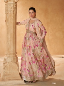 プレミアムChinnon生地インド民族Anarkali Salwar Kameez結婚式のパーティーとセレモニーのための卸売価格 - Product Image 4