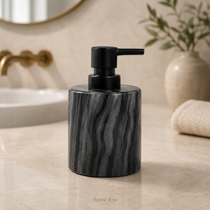 Distributeur de savon en marbre noir mat, pompe noire mate, flacon de lotion en pierre naturelle pour salle de bain d'hôtel (vente en gros) - Product Image 1