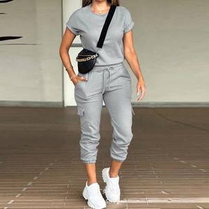 Crop Top and Wide Leg <b>Flare</b> Pants Tracksuit Two Piece Set Sweatsuit <b>Women</b> Fitting Comfy <b>Jogger</b> Set - Product Image 6