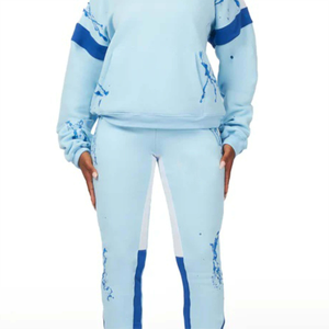 Survêtement pour femme en molleton gris chiné, coupe ample et décontractée, logo de marque personnalisé, 65% coton, 35% polyester - Product Image 5