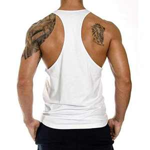 Wholesale Custom Logo Men's Tank Top 100% Cotton Casual Knitted Breathable Workout Gym Y Back Stringer Tank Top - Product Image 4