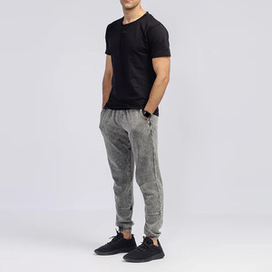 Pantalons slim fit pour homme, design personnalisé OEM, lavage à l'acide, style vintage rétro, unisexe, lavage à la pierre, ourlet côtelé, pantalon de jogging décontracté - Product Image 4