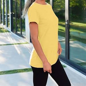 Camisetas de Verano Transpirables y Ecológicas de Manga Corta con Cuello Redondo, Color Personalizado, 100% Algodón/Poliéster de Secado Rápido para Mujer - Product Image 3