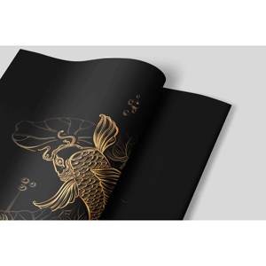 Arte de pared de cristal con diseño de loto y carpa Koi: lienzo impreso con símbolo asiático, póster enrollado - Product Image 1