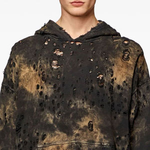 Sudadera con Capucha de Forro Polar para Hombre, Diseño Desgastado con Lavado Ácido, Transpirable, Cómoda, Bordada, Lisa y Teñida, de Alta Calidad - Product Image 5