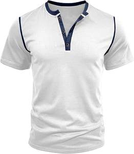 เสื้อเชิ้ตเฮนลีย์ผ้าฝ้ายผู้ชาย แขนสั้นติดกระดุม ทรงเข้ารูป - Product Image 6