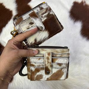 Nouvel arrivage de design de luxe à la mode porte-cartes de crédit en cuir de vachette véritable personnalisé avec fermeture éclair porte-monnaie pour unisexe - Product Image 1