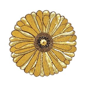 Handcrafted Beautiful <b>Beaded</b> Sunflower Design <b>Placemat</b> for Wedding Christmas & Family Gatherings for Parties - Product Image 3