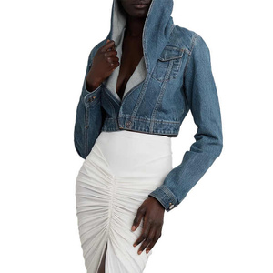 Chaqueta Vaquera Corta con Capucha, Estilo Retro Casual, Ajuste Holgado, Precio de Mayoreo, Nueva Colección - Product Image 1