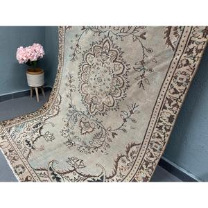 Vintage 5.1x8.3 ft Rug, Turkish Rug, <b>Brown</b> Oriental Rug <b>Wool</b> - Product Image 2