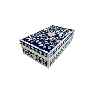 Artware indio artesanal para decoración del hogar, cajas para el hogar, cajas de joyería de nácar azul indio, diseño Rectangular, Región del Golfo - Product Image 4