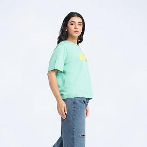 Camiseta de Jersey de algodón GSM 230 para mujer, última camiseta de longitud corta con ajuste cuadrado, logotipo impreso personalizado, lona, ecológica, todos los colores - Product Image 3