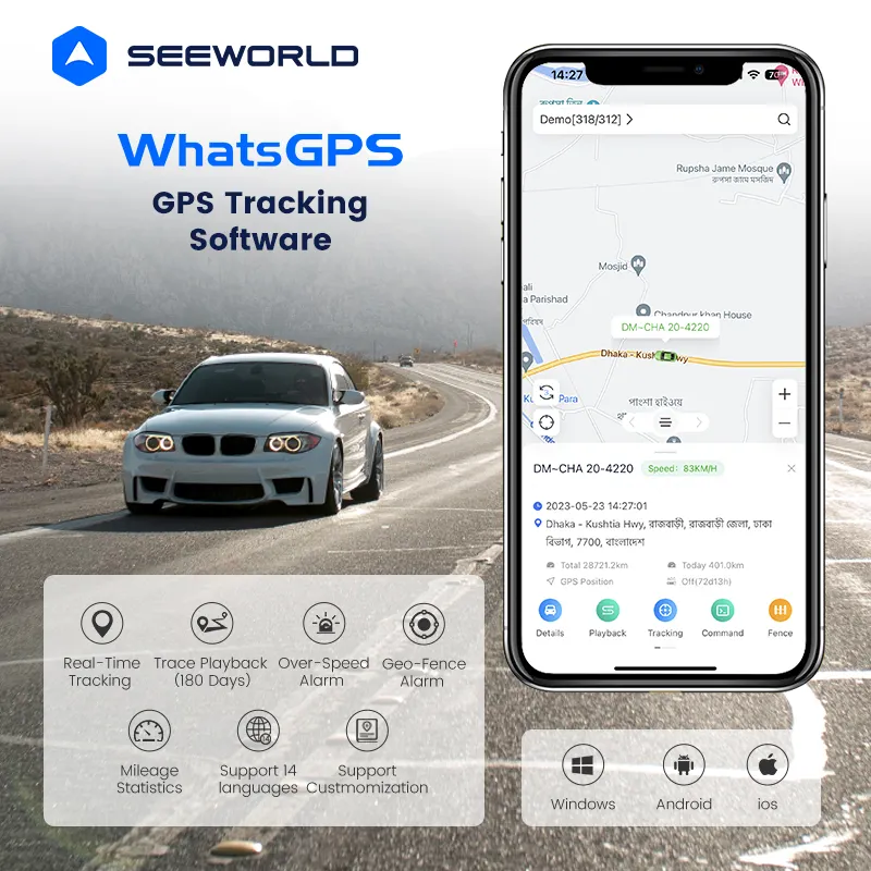 SEE WORLD Echtzeit 4G Wasserdichtes Auto-Tracking GSM GPRS-Gerät GPS-Tracker Kompatibel mit WhatsApp