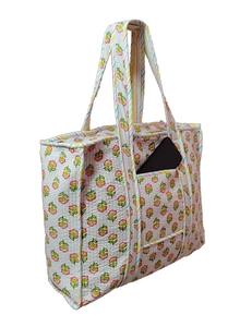 Sac fourre-tout d'été en coton à la mode Sac de voyage matelassé à bandoulière avec fermeture à glissière Grande taille pour kadies - Product Image 2