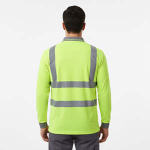 Camiseta de Seguridad para Hombre, Personalizada, 100% Poliéster, Color Sólido, con Franjas Reflectantes, ANSI Clase 2, LED Intermitente, Impermeable, para Construcción - Product Image 3