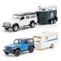 Modèle réduit de haute qualité 1/36 F150 Racing RV avec remorque de transport de chevaux, jouet de collection en métal moulé sous pression pour enfants