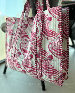 Bolsa de Compras Acolchada de Algodón, Reutilizable, Suave, Ecológica, Ligera, para Viajes y Uso Diario, ATITHI ART CQB107, Logotipo Personalizado - Product Image 2