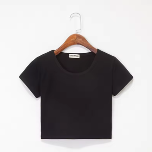 T-shirts Crop Top Femme Personnalisables Printemps-Été 2025 en Coton Écologique Respirant à Séchage Rapide pour Tenue Décontractée Urbaine - Product Image 5