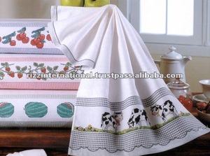 Toallas de cocina con estampado de algodón 100% Toalla de mano con estampado de bloques blancos y azules gruesos y suaves para uso doméstico - Product Image 2