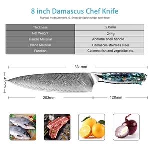 Venta al por mayor personalizado de alta calidad OEM ODM servicio profesional japonés Damasco acero cocina Chef cuchillo fijo hoja afilada - Product Image 2