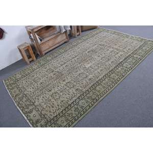 Alfombra Turca de 5.2x9 pies, Alfombra Grande Vintage, Alfombra de Lana Verde y Negra de Estilo Suroeste - Product Image 2