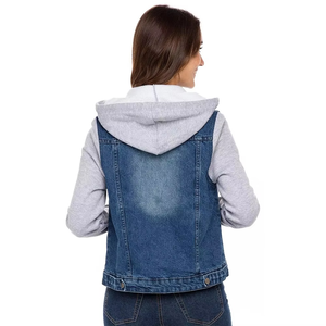 Veste en jean pour femme de haute qualité, couleur unie, coton lavé, respirante, confortable, décontractée, veste en jean pour femme - Product Image 3