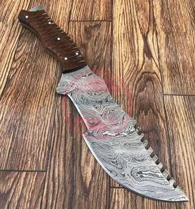 Rastreador de hoja de acero de Damasco de tamaño personalizado cuchillo de hoja fija mango de madera cuchillos de caza al aire libre - Product Image 2