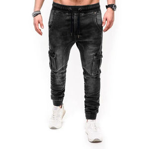 Top haute qualité Streetwear Jeans pantalon lavage à l'acide saison d'hiver poches avant arrière poids lourd couleurs unies Denim pantalon pour hommes - Product Image 4
