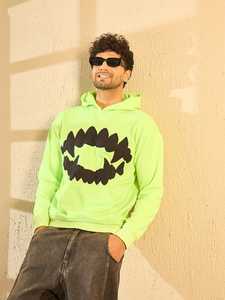 Sweat à capuche oversize brodé Neon Fangs, en molleton épais 100% coton, à épaules tombantes, avec poignets côtelés, style streetwear - Product Image 2
