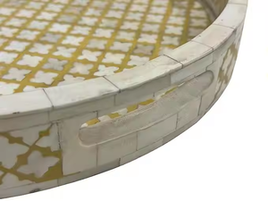 Ensemble de plateaux en os incrusté faits à la main, durables, de qualité supérieure, modernes, personnalisables, option cadeau, occasions spéciales, design géométrique, parfait - Product Image 3