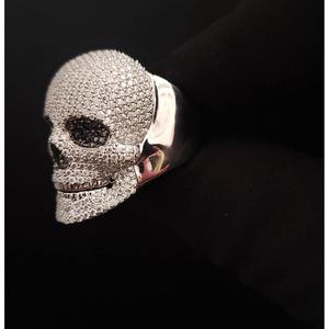 SHREYA DIAM Unisex <b>Skull</b> Cocktail <b>Ring</b> in 925 Silver with Moissanite Pave Setting Hiphop Style Rhodium Plated - Product Image 5