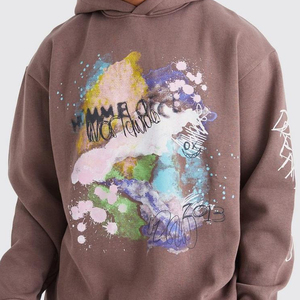 Serigrafía Puff Impresión Chándal Hombres Fleece Algodón Peso pesado Oversized Pantalones de pierna ancha Chándal Hombres - Product Image 5