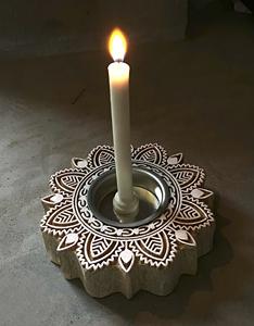 Hand <b>Carved</b> Wooden Lotus <b>Candle</b> Holder: Indian Decor - Product Image 2