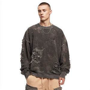 Sweat-shirts surdimensionnés brodés d'hiver pour hommes, style décontracté, épaules tombantes, coupe ample, OEM - Product Image 1