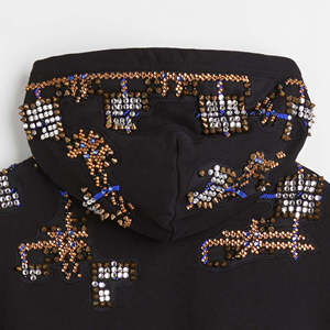 Sudadera con Capucha de Moda Urbana para Hombre y Mujer, con Cristales de Imitación, Diseño Personalizado, Estilo Brillante, Sudadera Doble con Capucha, Efecto Desgastado por el Sol - Product Image 4