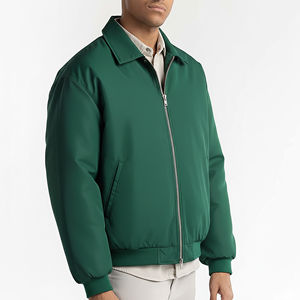 Chaqueta Varsity de Béisbol con Capucha, Impermeable, de Lona, con Logotipo Personalizado al por Mayor, Color Liso, Estilo Urbano, Hip Hop, con Cremallera, para Hombre - Product Image 3