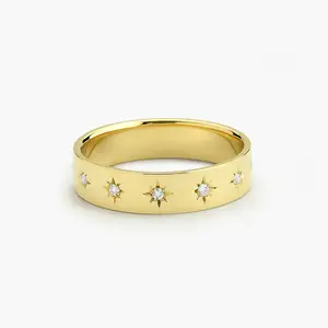 아름다운 스타 설정 다이아몬드 반지 어머니의 날 판매 컴포트 맞는 웨딩 밴드 다이아몬드 클래식 디자인 천연 다이아몬드 반지