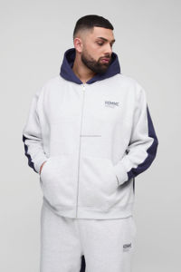Custom Man's Plus Oversized Homme <b>Colour</b> <b>Block</b> Zip Hooded Tracksuits Breathable And Comfortable Tracksuit For Men - Product Image 3