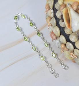 Pulsera ajustable de piedras preciosas de Plata de Ley 925 peridoto verde cortado, piedra natal de agosto, joyería hecha a mano, regalo para ella, 10 piedras - Product Image 3