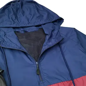 Logo personnalisé survêtements coupe-vent pour hommes séchage rapide avec fermeture éclair de couleur unie manches longues coupe-vent pour hommes de la meilleure qualité - Product Image 2