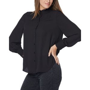 Camicetta da Donna NYDJ Nera Taglia XS con Collo a Volant in Chiffon di Seta e Logo Ricamato, Top Casual per la Stagione Autunnale, Taglie da XS a XL - Product Image 1