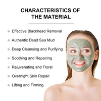Masque facial en argile de boue de la mer Morte au curcuma et au thé vert en marque propre, nettoyage en profondeur, élimination des points noirs, minimisation des pores, soin de la peau