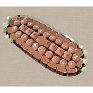 Bandeja de Chocolate de Metal hecha a mano con elegantes detalles dorados, bandeja para servir dulces, exhibición decorativa moderna de postres para bodas - Product Image 6