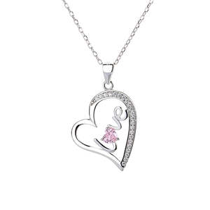 Collana con Ciondolo a Cuore in Argento Sterling Fatto a Mano con Zaffiro Rosa, Placcatura in Rodio Oro Rosa, Ciondoli con Motivo Numerico, Idea Regalo - Product Image 1